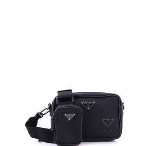 Prada Small Brique Camera Crossbody Bag Re-Nylon with Saffiano Leather